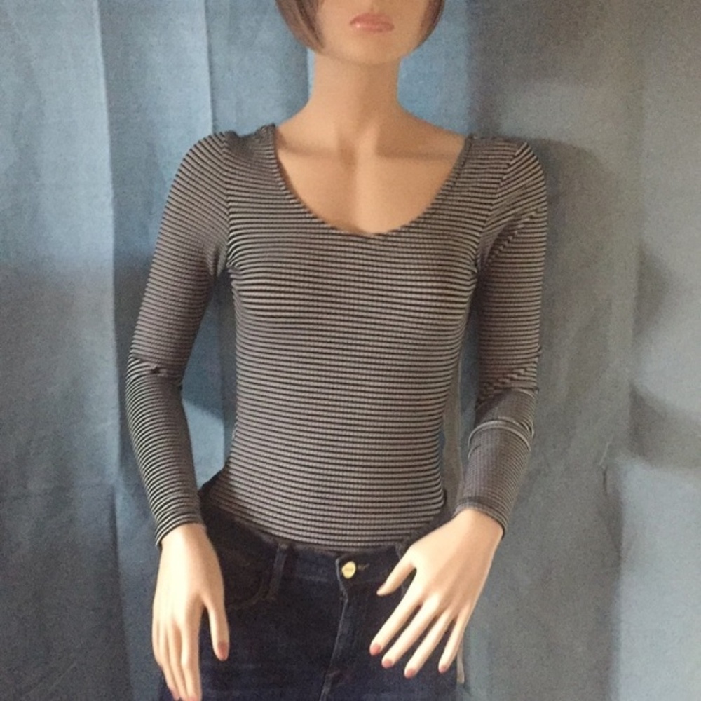 NWOT! Topshop Black and White Striped Bodysuit